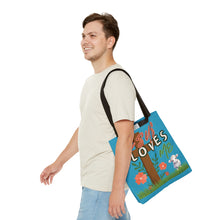 Cargar imagen en el visor de la galería, Personalized Name Jesus Loves Me Lamb Tote - Turquoise