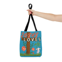 Load image into Gallery viewer, Jesus Loves Me Lamb Tote - Turquoise