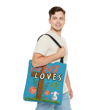 Load image into Gallery viewer, Jesus Loves Me Lamb Tote - Turquoise