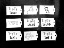 Load image into Gallery viewer, (DD) Valentines Gift Tags based on the 5 Senses - digital download