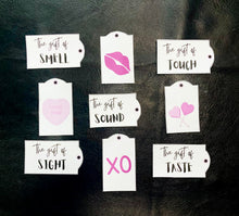 Load image into Gallery viewer, (DD) Valentines Gift Tags based on the 5 Senses - digital download