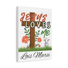 Load image into Gallery viewer, Jesus Loves Me Personalized Name Canvas
