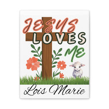 Load image into Gallery viewer, Jesus Loves Me Personalized Name Canvas

