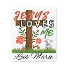 Load image into Gallery viewer, Jesus Loves Me Personalized Name Canvas
