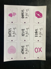 Load image into Gallery viewer, (DD) Valentines Gift Tags based on the 5 Senses - digital download

