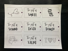Load image into Gallery viewer, (DD) Valentines Gift Tags based on the 5 Senses - digital download
